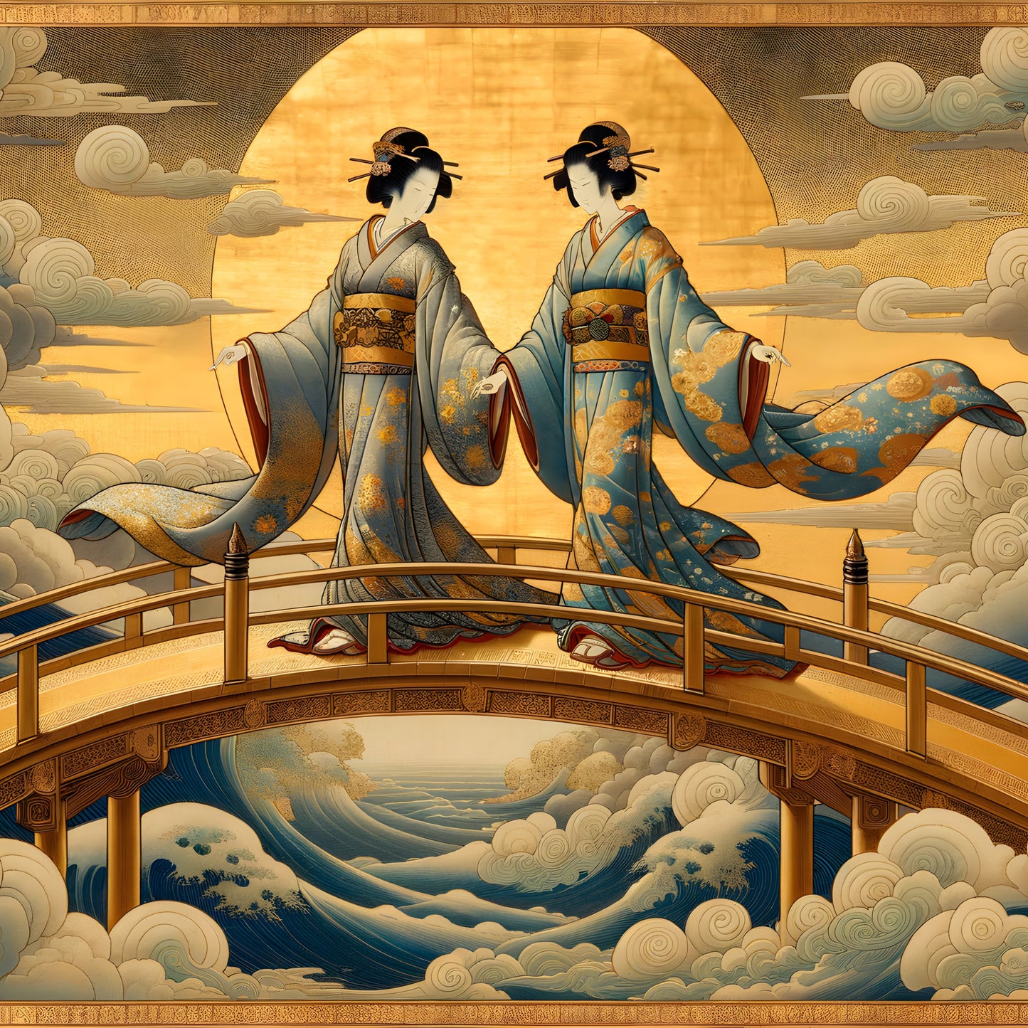 Detail close-up of izanagi japanese mythology art print — birth of the islands from the kojiki