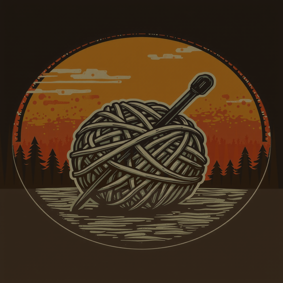 Knitting Needle Yarn Ball Graphic Tee