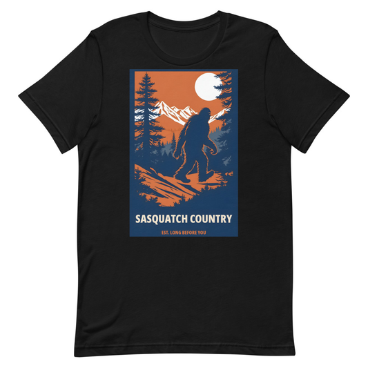 Sasquatch Country Tee - Retro National Park Bigfoot Poster Shirt